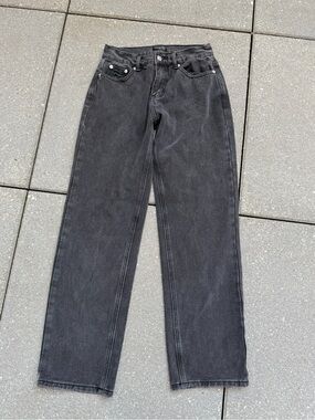 White Fox Fashion Society Mid Rise Straight Leg Jeans Acid Black XS